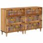 Preview: ARDEBO.de - Sideboard 2 pcs Natur 60 x 33 x 75 cm Massivholz Mango