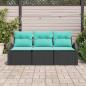 Preview: Garten-Sofa-Set 3 Stk. Schwarz und Türkis Poly Rattan