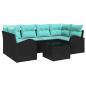 Preview: Gartensofa-set 7 stk. 6-Sitzanzahl Schwarz und Türkis
