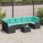 Preview: ARDEBO.de - Gartensofa-set 8 stk. 7-Sitzanzahl Schwarz und Türkis