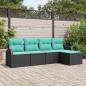 Preview: ARDEBO.de - Sofa Set 5 Stk. Schwarz und Türkis Poly-Rattan