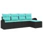 Preview: Sofa Set 5 Stk. Schwarz und Türkis Poly-Rattan