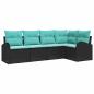Preview: Gartensofa-set 5 Stk. Schwarz und Türkis Poly-Rattan
