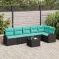 Preview: ARDEBO.de - Gartensofa-set 7 Stk. Schwarz und Türkis Poly-Rattan