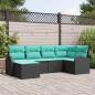 Preview: ARDEBO.de - Sofa Set 6 Stk. Schwarz und Türkis Poly-Rattan