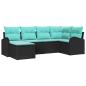 Preview: Sofa Set 6 Stk. Schwarz und Türkis Poly-Rattan