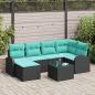 Preview: ARDEBO.de - Sofa Set 7 Stk. Schwarz und Türkis Poly-Rattan