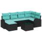 Preview: Sofa Set 7 Stk. Schwarz und Türkis Poly-Rattan