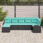 Preview: Sofa Set 7 Stk. Schwarz und Türkis Poly-Rattan