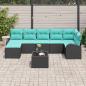 Preview: Sofa Set 8 Stk. Schwarz und Türkis Poly-Rattan