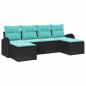 Preview: Sofa Set 6 Stk. Schwarz und Türkis Poly-Rattan