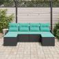 Preview: Sofa Set 6 Stk. Schwarz und Türkis Poly-Rattan