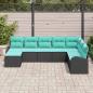 Preview: Sofa Set 8 Stk. Schwarz und Türkis Poly-Rattan