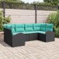 Preview: ARDEBO.de - Gartensofa-set 6 Stk. Schwarz und Türkis Poly-Rattan