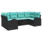 Preview: Gartensofa-set 6 Stk. Schwarz und Türkis Poly-Rattan