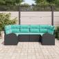 Preview: Gartensofa-set 6 Stk. Schwarz und Türkis Poly-Rattan