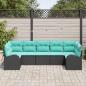 Preview: Gartensofa-set 7 Stk. Schwarz und Türkis Poly-Rattan