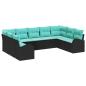 Preview: Gartensofa-set 9 Stk. Schwarz und Türkis Poly-Rattan
