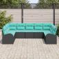 Preview: Gartensofa-set 9 Stk. Schwarz und Türkis Poly-Rattan