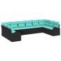 Preview: Gartensofa-set 10 Stk. Schwarz und Türkis Poly-Rattan