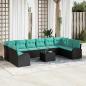 Preview: ARDEBO.de - Gartensofa-set 11 Stk. Schwarz und Türkis Poly-Rattan