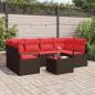 Preview: ARDEBO.de - Gartensofa-set 7 stk. 6-Sitzanzahl Beige und Rot Poly-Rattan