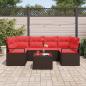 Preview: Gartensofa-set 7 stk. 6-Sitzanzahl Beige und Rot Poly-Rattan