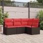 Preview: ARDEBO.de - Gartensofa-set 4 stk. Braun und Rot Poly-Rattan