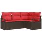 Preview: Gartensofa-set 4 stk. Braun und Rot Poly-Rattan