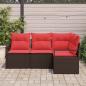 Preview: Gartensofa-set 4 stk. Braun und Rot Poly-Rattan