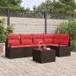 Preview: ARDEBO.de - Gartensofa-set mit Kissen 6 pcs Braun und Rot Poly-Rattan