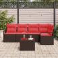 Preview: Gartensofa-set mit Kissen 6 pcs Braun und Rot Poly-Rattan