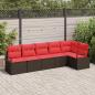 Preview: ARDEBO.de - Gartensofa-set mit Kissen 6 pcs Braun und Rot Poly-Rattan