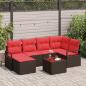Preview: ARDEBO.de - Sofa Set mit Kissen 7 pcs Braun und Rot Poly-Rattan
