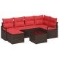 Preview: Sofa Set mit Kissen 7 pcs Braun und Rot Poly-Rattan