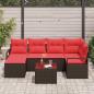 Preview: Sofa Set mit Kissen 7 pcs Braun und Rot Poly-Rattan