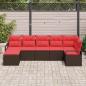Preview: ARDEBO.de - Sofa Set mit Kissen 7 pcs Braun und Rot Poly-Rattan