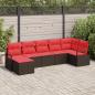 Preview: Sofa Set mit Kissen 7 pcs Braun und Rot Poly-Rattan
