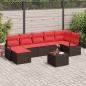 Preview: ARDEBO.de - Sofa Set 8 stk. Braun und Rot Poly-Rattan