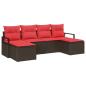 Preview: Sofa Set 6 stk. Braun und Rot Poly-Rattan