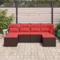 Preview: Sofa Set 6 stk. Braun und Rot Poly-Rattan