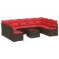 Preview: Gartensofa-set 10 stk. Braun und Rot Poly-Rattan