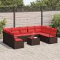 Preview: Gartensofa-set 10 stk. Braun und Rot Poly-Rattan