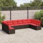 Preview: Gartensofa-set mit Kissen 10 pcs Braun und Rot Poly-Rattan