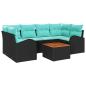 Preview: Gartensofa-set 7 Stk. Schwarz und Türkis Poly-Rattan