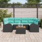 Preview: Gartensofa-set 7 Stk. Schwarz und Türkis Poly-Rattan
