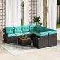 Preview: ARDEBO.de - Gartensofa-set 9 Stk. Schwarz und Türkis Poly-Rattan