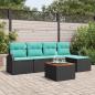 Preview: ARDEBO.de - Gartensofa-set 6 Stk. Schwarz und Türkis Poly-Rattan