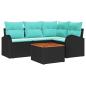 Preview: Gartensofa-set 5 Stk. Schwarz und Türkis Poly-Rattan
