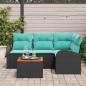 Preview: Gartensofa-set 5 Stk. Schwarz und Türkis Poly-Rattan